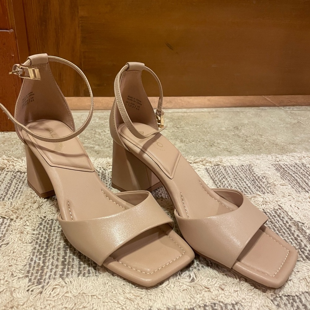 Aldo nude block heel sandals